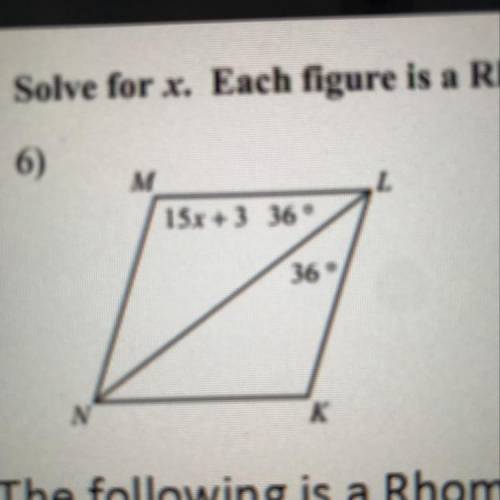 How to find x of this rhombus