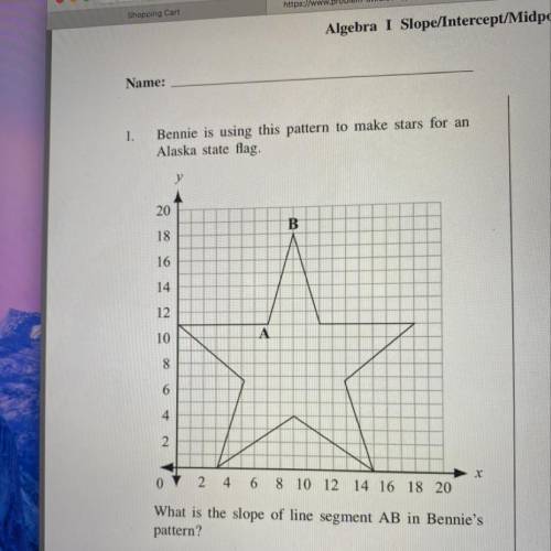 What is the slope of the line a B in bennie’s pattern show work