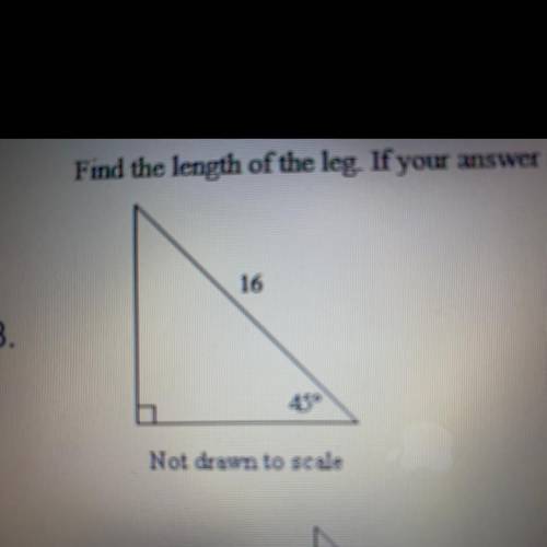Find the length of the leg. If your answer is not an integer, leave it in simplest radical form.
