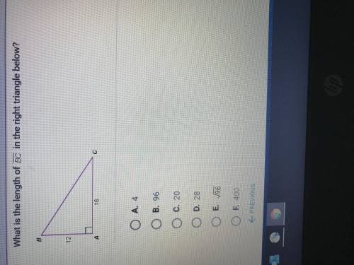 What is the length of BC on in the right triangle below? Non