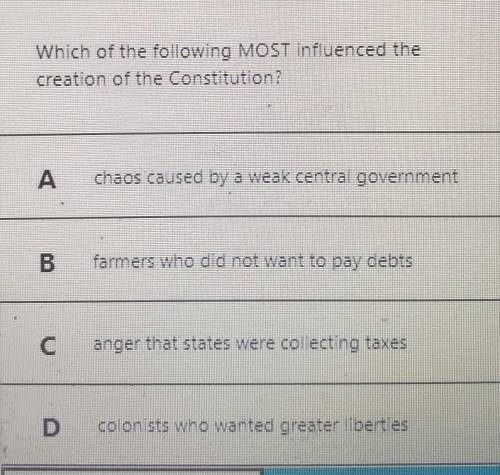 Which of the following MOST influenced the creation of the Constitution?
