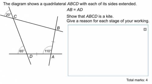 USING THE IMAGE ATTACHED BELOW!formula,shapes,kite,degreesThe diagram shows a quadrilateral ABCD wit
