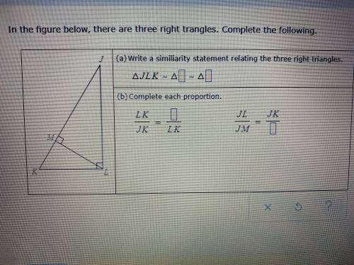 What the similarity statement relating the three triangles and what the proportion?