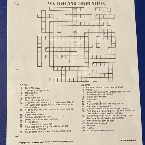 The Fish And Their Allies crossword puzzle help please