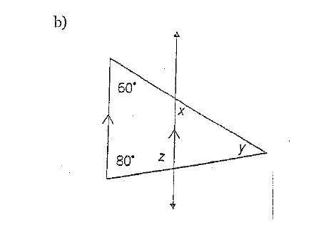 Determine the measure of x, y, z