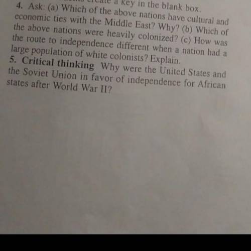 I need help with #4 please it is work geography