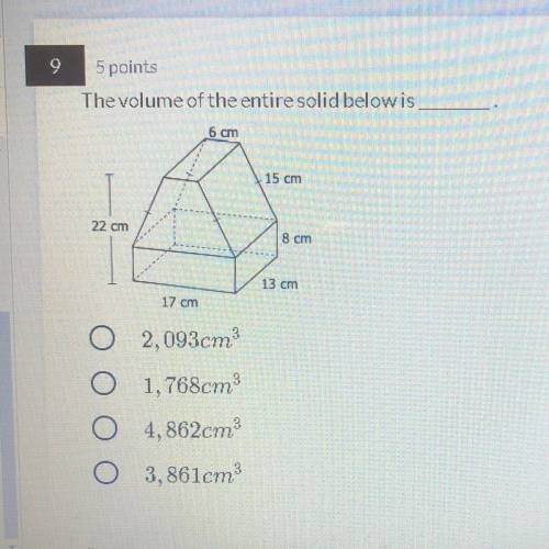 The volume of the entire solid below is....?