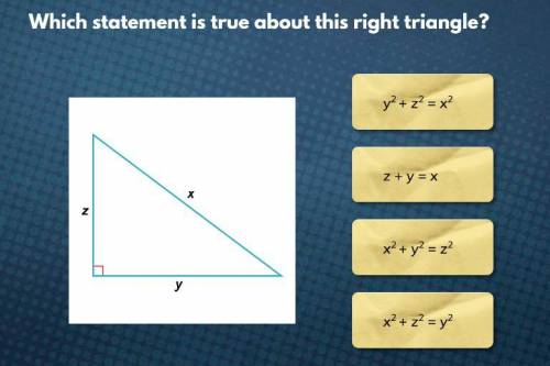 WILL DO A Which statement is true about this right triangle?