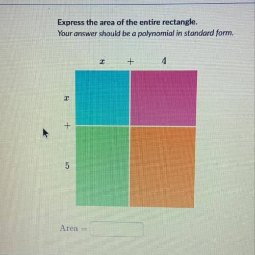 Express the area of the entire rectangle.