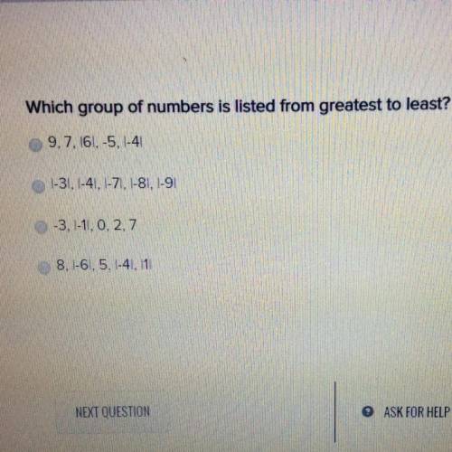 Which group of numbers is listed from greatest to least