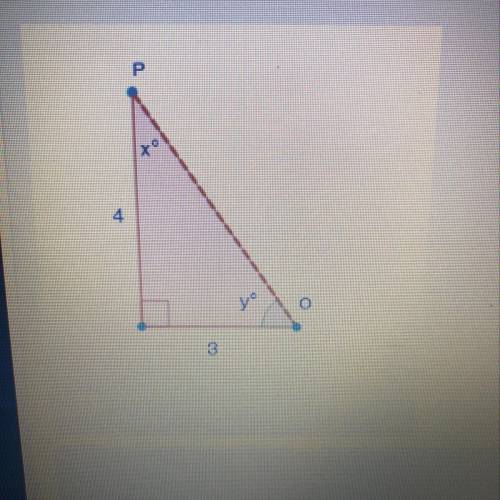 Use the image below to answer the following question. Find the value of sin x and cos y. What relati