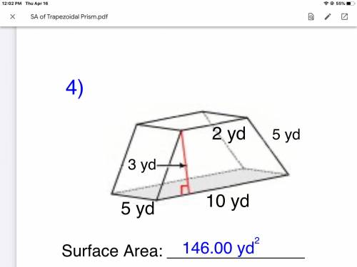 I need help please with trapezoidal prism I know the answer I just need to show my work