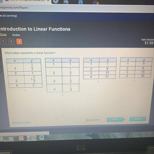 Which table represents a linear function ?