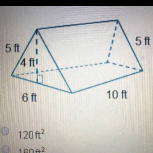 What is the minimum amount of cloth that was used to make the tent shown below? up 120ft2 160ft2 184