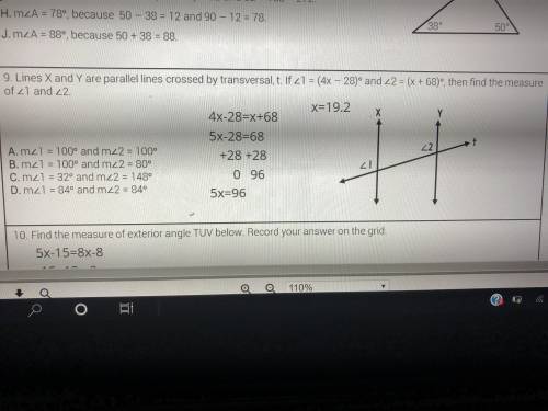 Find the measure of <1 and <2 Please help