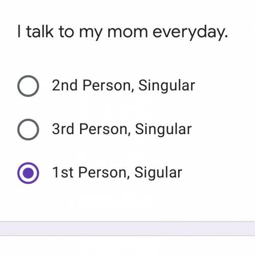 I talk to my mom everyday. 2nd Person, Singular 3rd Person, Singular 1st Person, Sigular