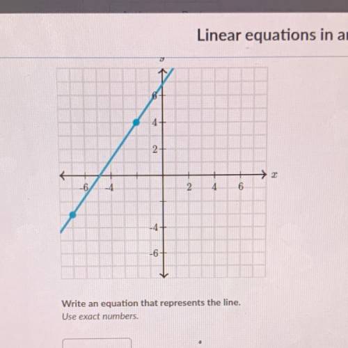 ANSWER ASAP!! Write an equation that represents the line. Please make sure your answer is the exact