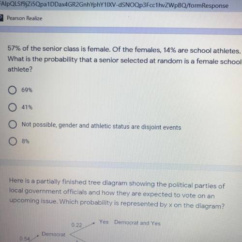 What is the probability that a senior selected at random is a female school athlete?