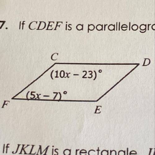 If CDEF is a parallelogram, find m