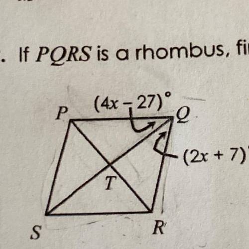 If PQRS is a rhombus, find PQR.