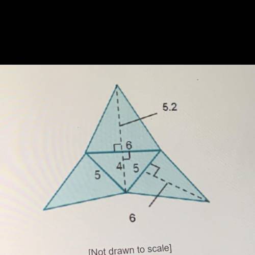 What is the surface area of the triangular pyramid shown? Round to the nearest tenth. 57.6 69.6 73.2