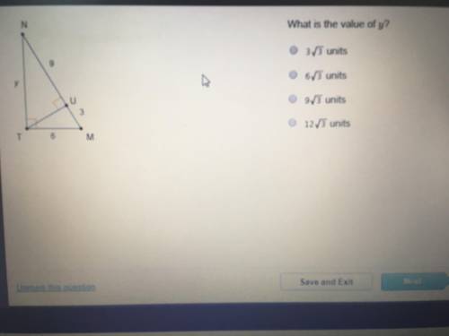 What is the value of y? NU=9, NM= 3, MT= 6, TN= y