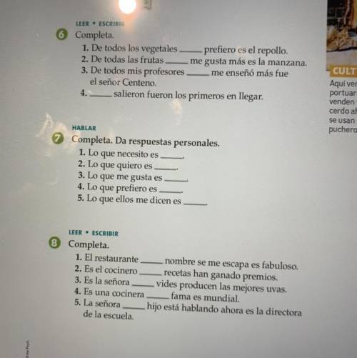 Spanish 3 questions! any help appreciated :) 15pts