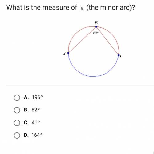 What is the measure of JL (the minor arc)?