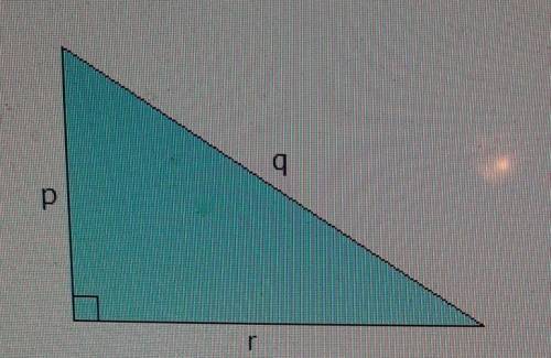 If r = 45 cm and q = 53 cm, what is the length of p?A. 28 cmB. 26 cmC. 70 cmD. 32 cm
