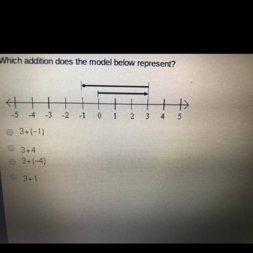 Which addition does the model below represent? A. 3+(-1) B. 3+4 C. 3+ (-4) D. 3+1