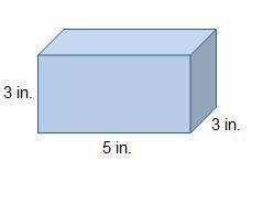 A box that measures 3 inches by 5 inches by 3 inches. The volume of the rectangular solid is ??  cub