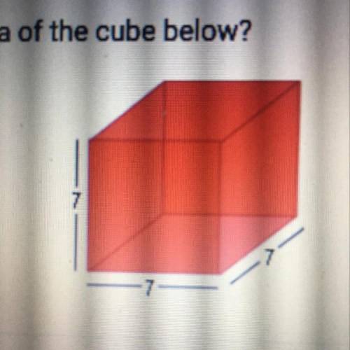 What is the surface area of the cube below? A. 147 units2 B. 508 units2 C. 254 units2 D. 294 units2