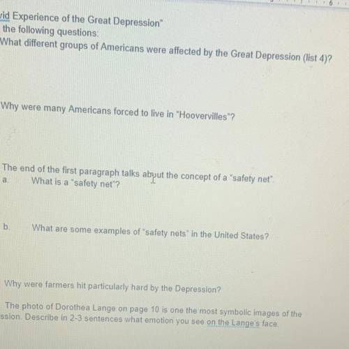 What different groups of Americans were affected by the Great Depression ?