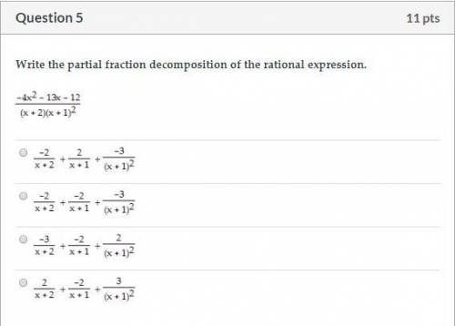 (HURRY! I'M BEING TIMED)Write the partial fraction decomposition of the rational expression. (-4x^2+