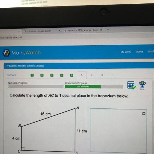 Calculate the length of AC to 1 decimal place in the trapezium