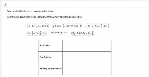 PLEASE ANSWER THIS Identify which equations have one solution, infinitely many solutions, or no solu