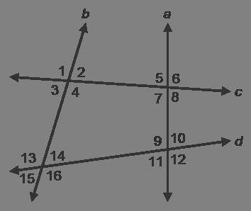 Name two corresponding angles to ∠1. ∠6 and ∠15 ∠5 and ∠6 ∠13 and ∠15 ∠5 and ∠13