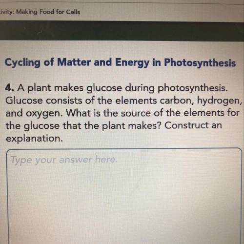 What is the source of the elements for the glucose that the plant makes?