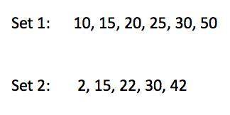 Consider the two number sets. Which set has the higher mean and what is that mean? A) set 2; 42 B) s
