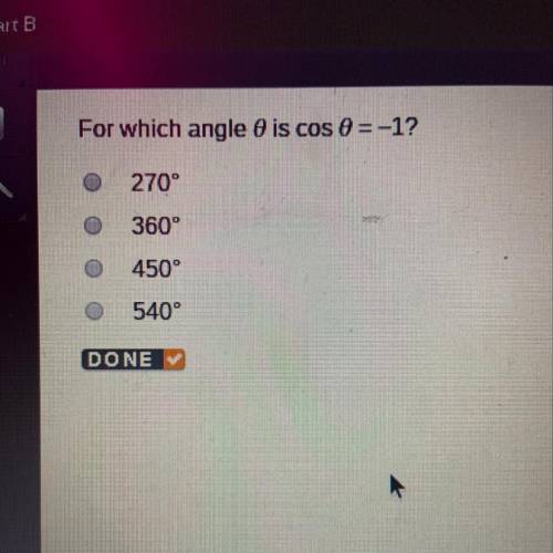 For which angle 0 is cos 0= -1?