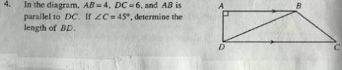 In the diagram, AB=4, DC=6 and AB is parallel to DC. If