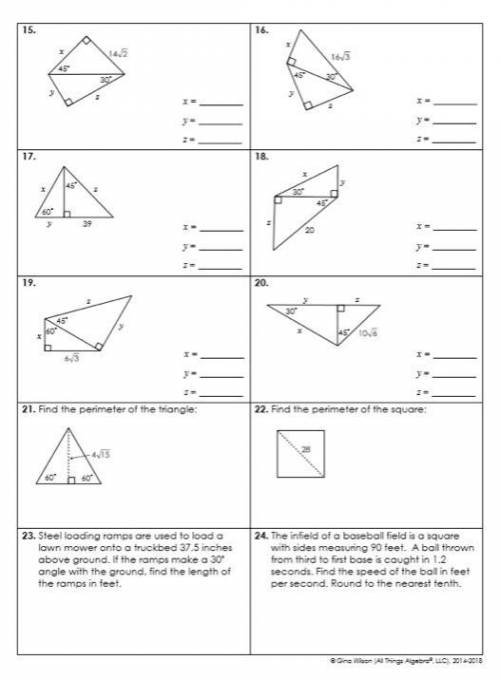 Need help with special right triangles