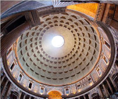 What architectural feature appears in the center of the dome? A.an aqueduct B.an arch C.a mosaic D.a