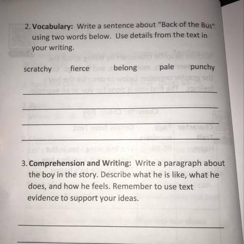 2. Vocabulary: Write a sentence about