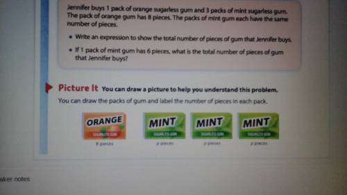Write an expression for the number of pieces in one pack of orange gum.