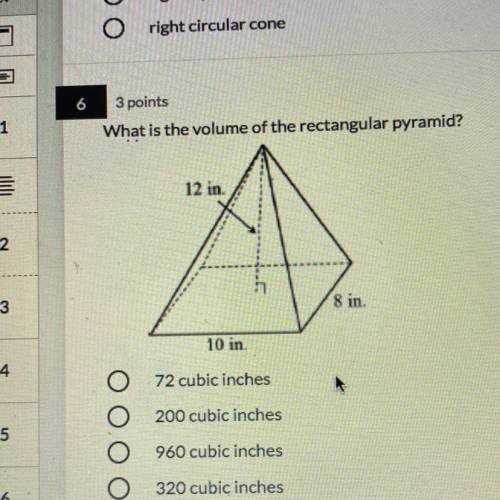 What is the volume of the rectangular pyramid.