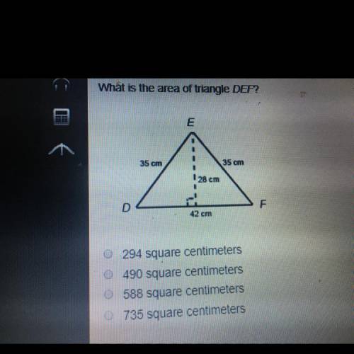 What is the area of triangle DEF? a) 294 square units  b) 490 square units  c) 588 square units  d)