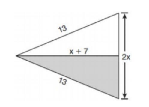 The pennant below is in the shape of an isosceles triangle. Determine and state the length of the ba