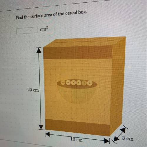 The cereal box shown below is a rectangular prism. Find the surface area of the cereal box.