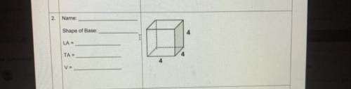 Please help me with this. Name the prism/cylinder and find the areas and volume.
